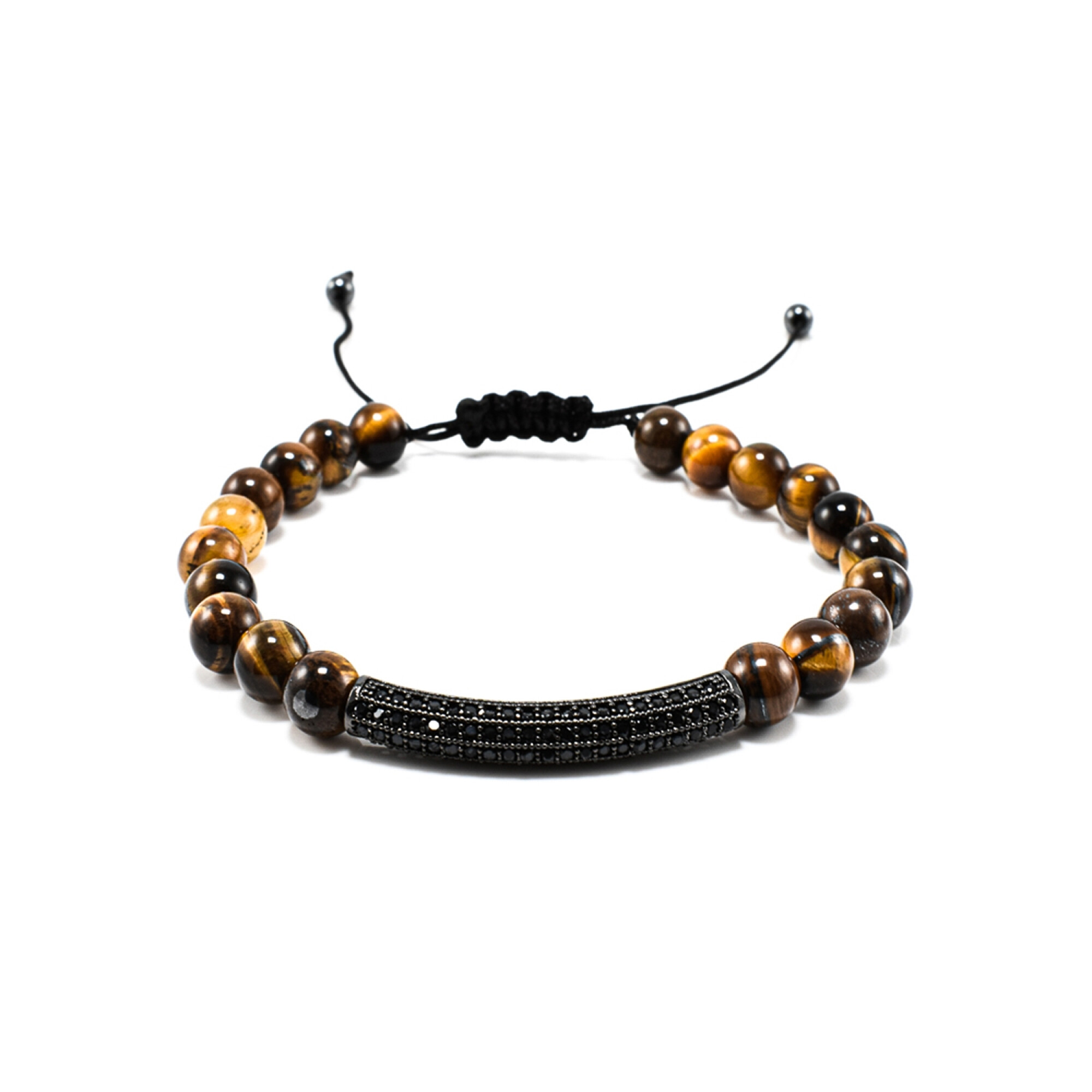 Bratara barbati din ochi de tigru si accesoriu cu cristale zirconia