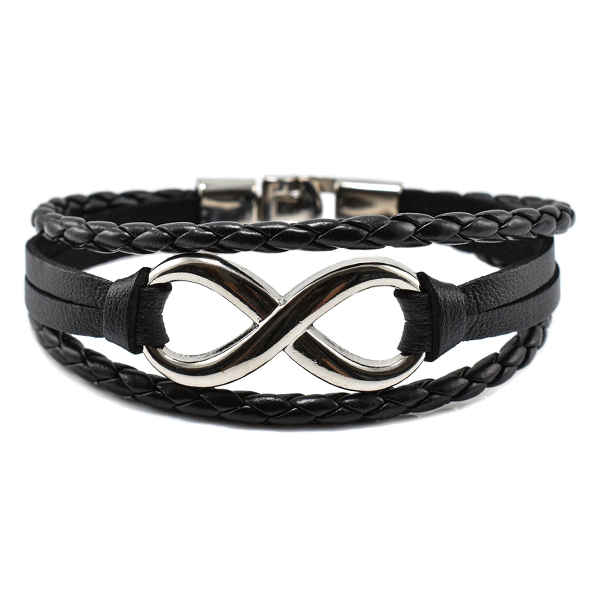 Bratara barbati cu accesoriu in forma de infinit din piele naturala 