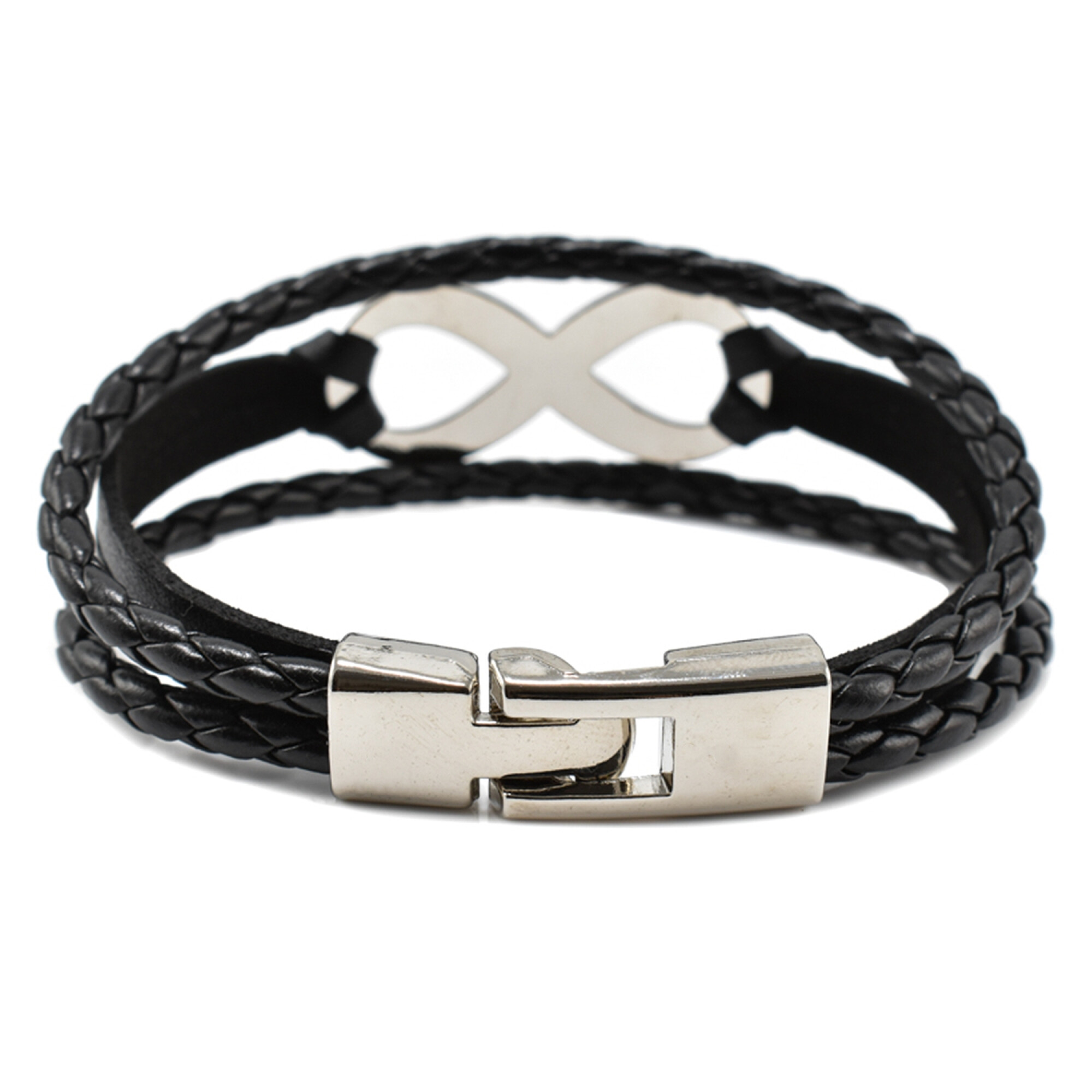 Bratara barbati cu accesoriu in forma de infinit din piele naturala 