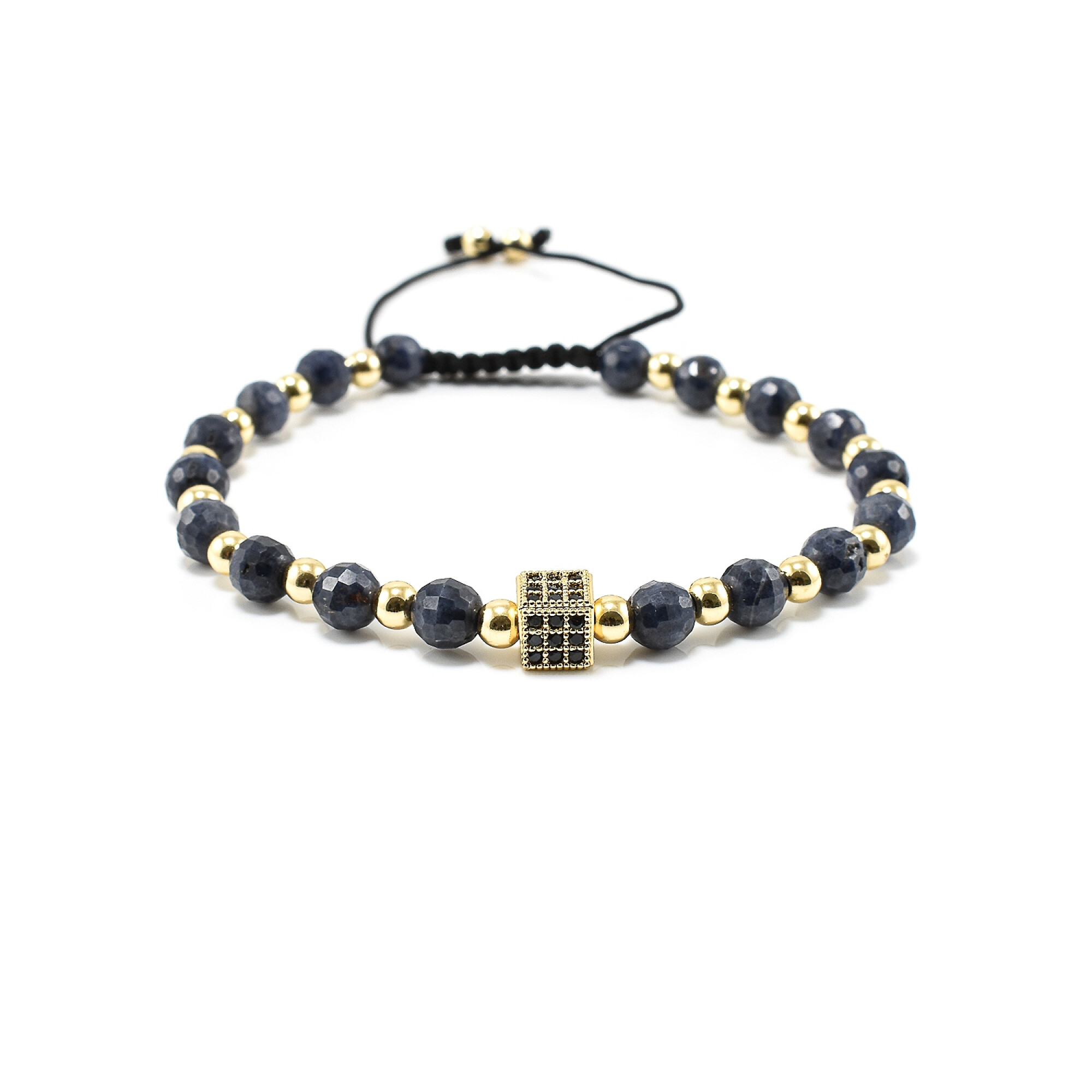 Bratara barbati cu piatra naturala safir si accesoriu in forma de zar 