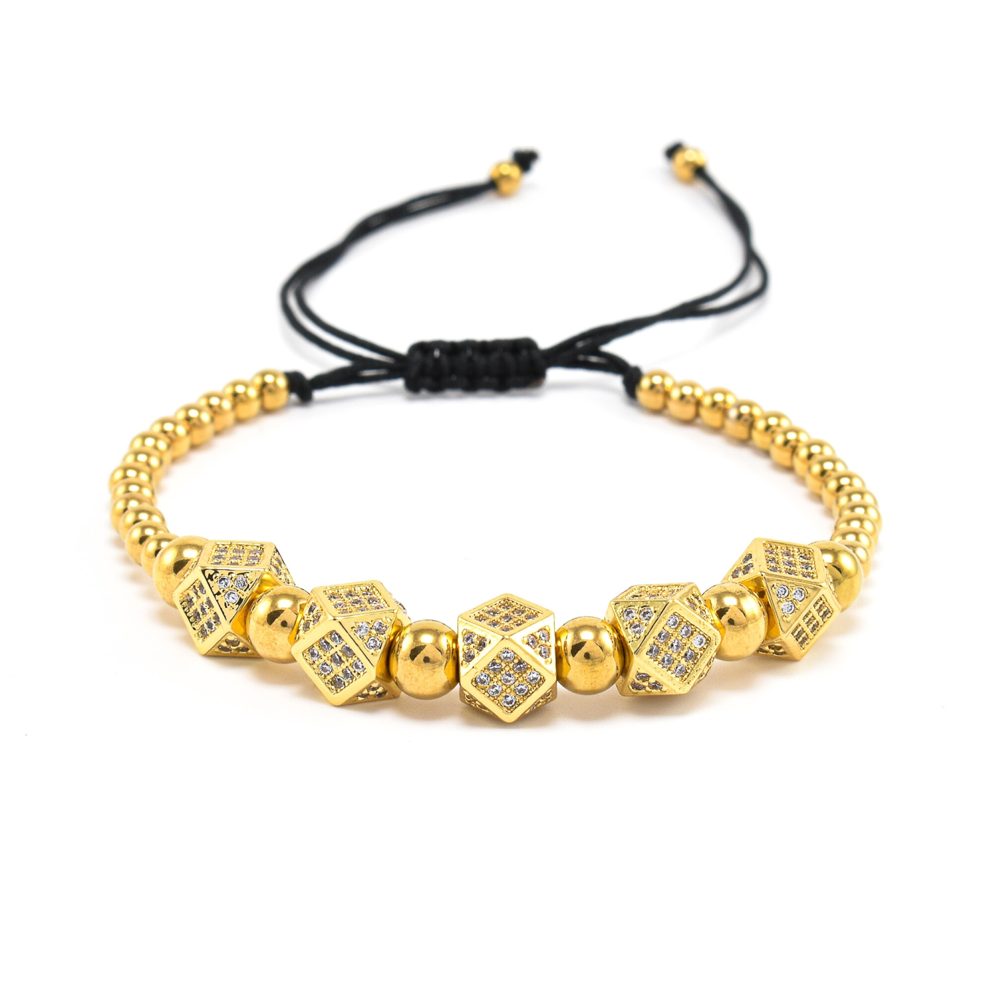 Bratara barbati placata cu aur 18K si accesorii cu cristale zirconia