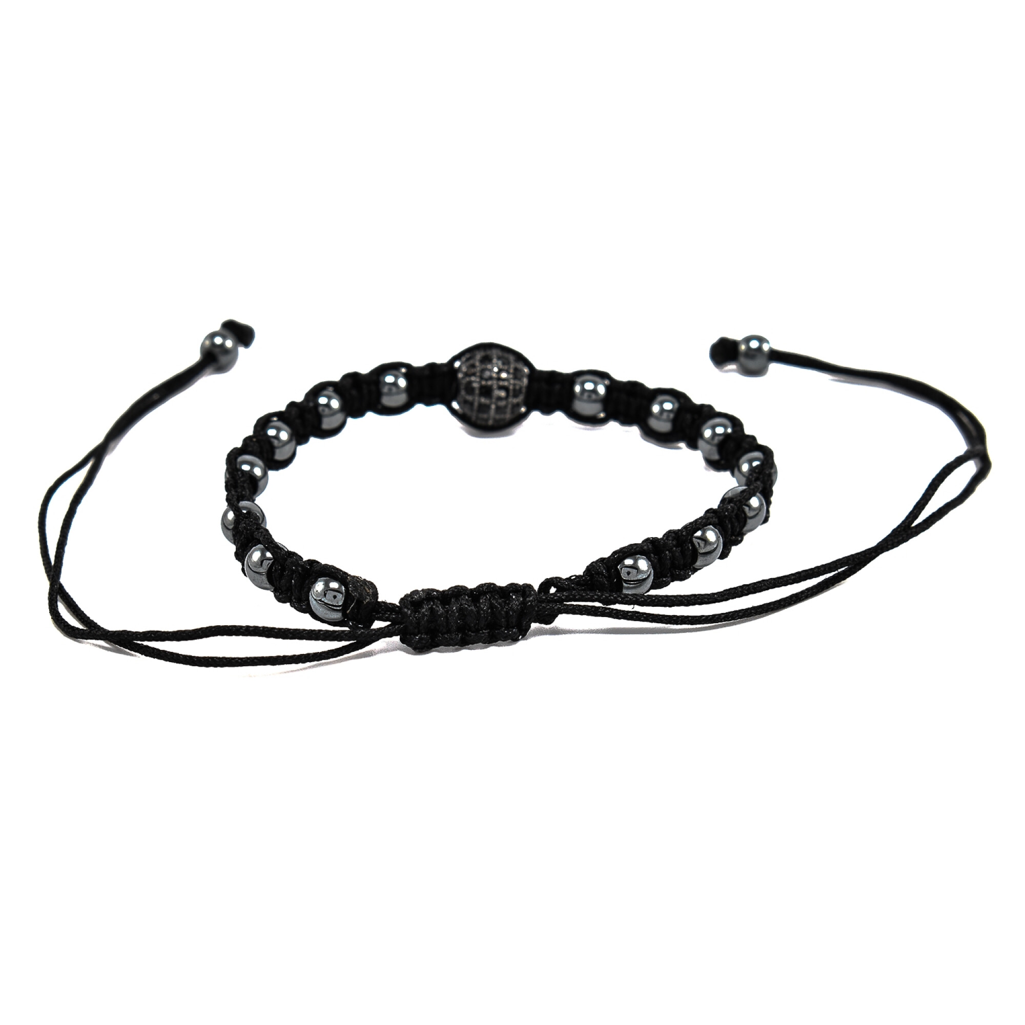 Bratara barbati din hematit si accesoriu cu cristale zirconia