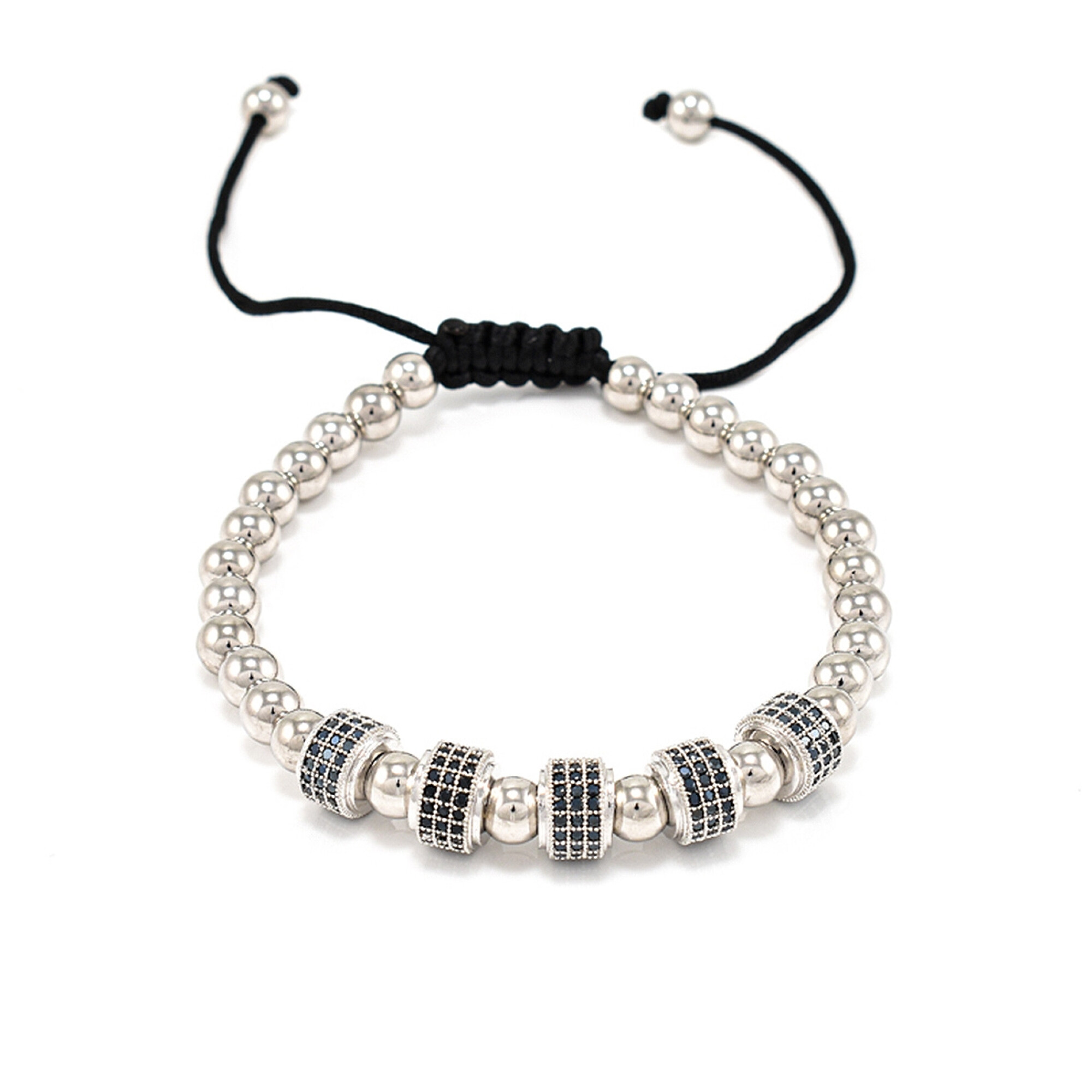 Bratara barbati din otel inoxidabil si accesorii cu cristale zirconia