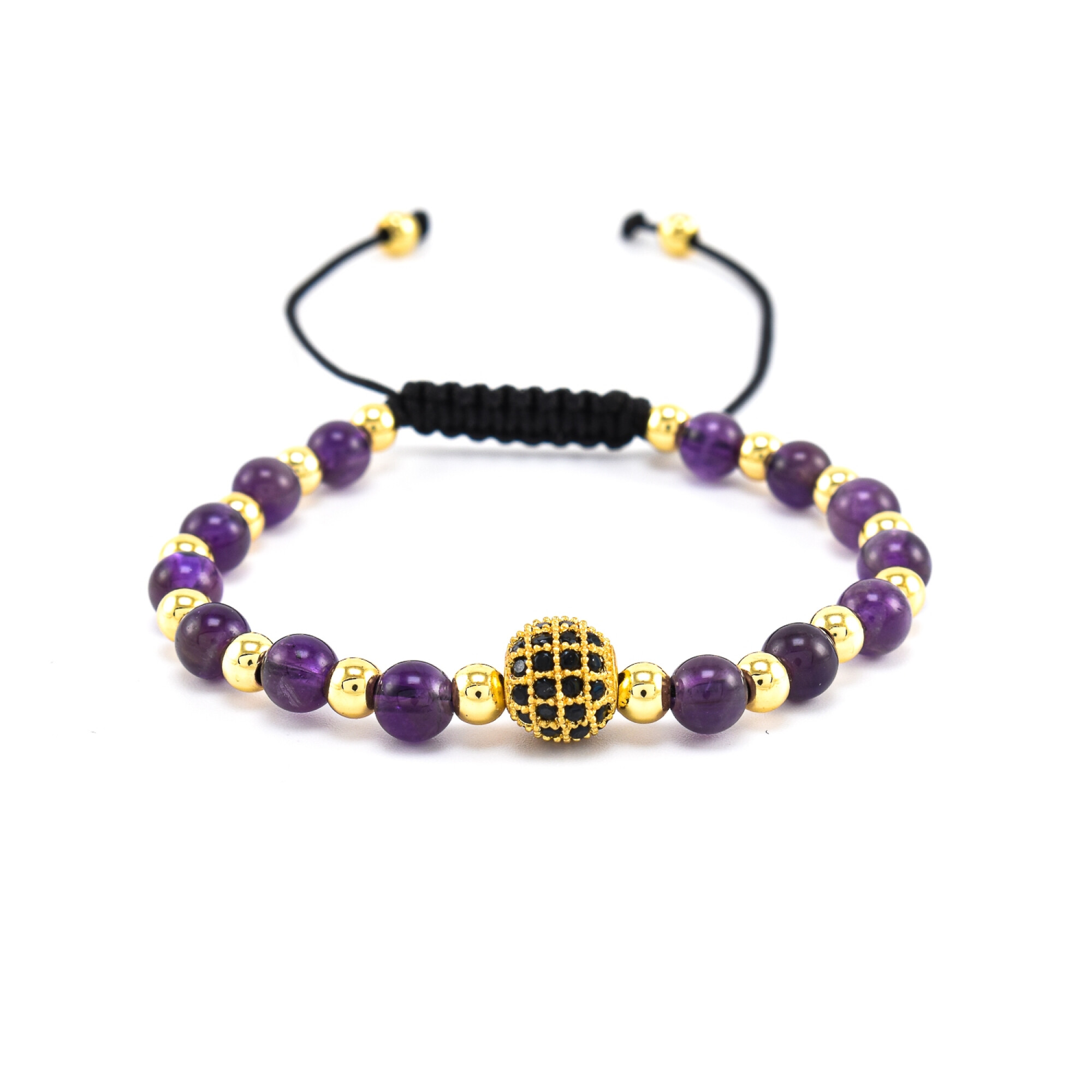 Bratara dama din ametist cu accesorii placate cu aur 18K si cristale swarovski