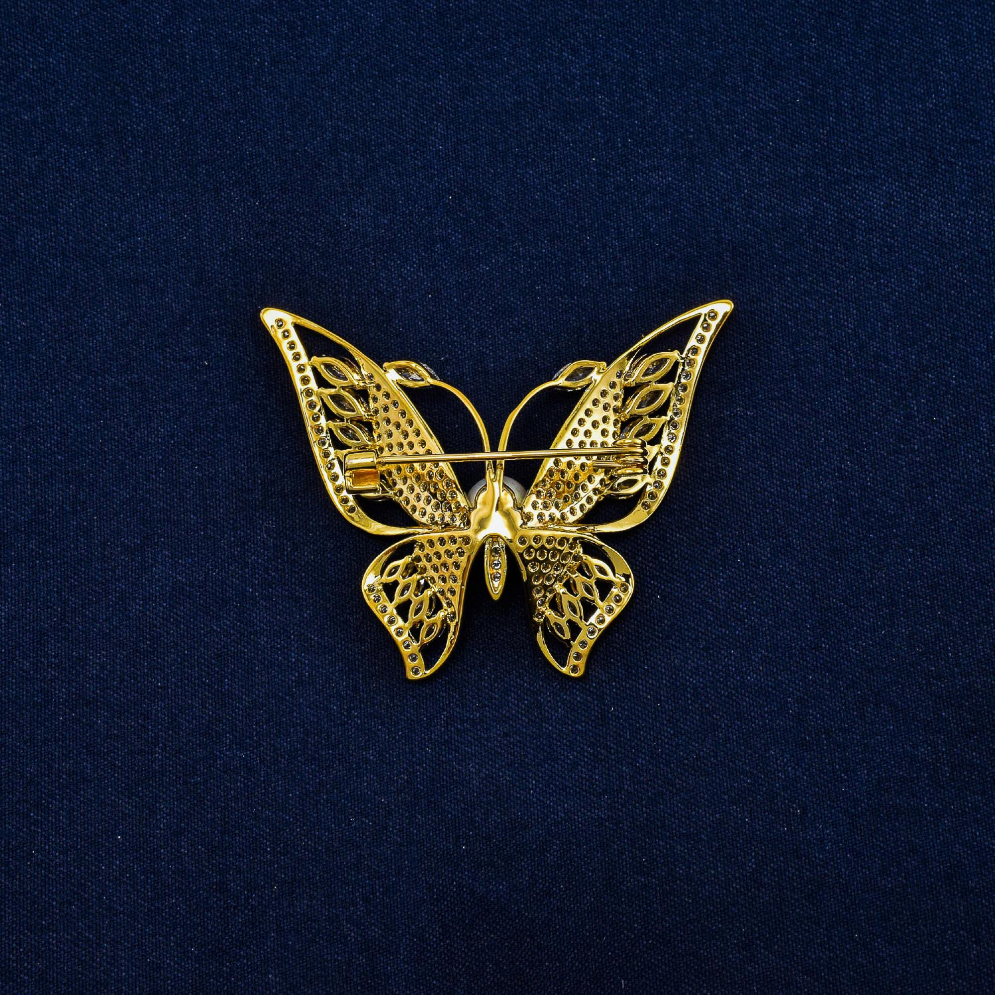 Brosa "Fluture" auriu cu cristale swarovski