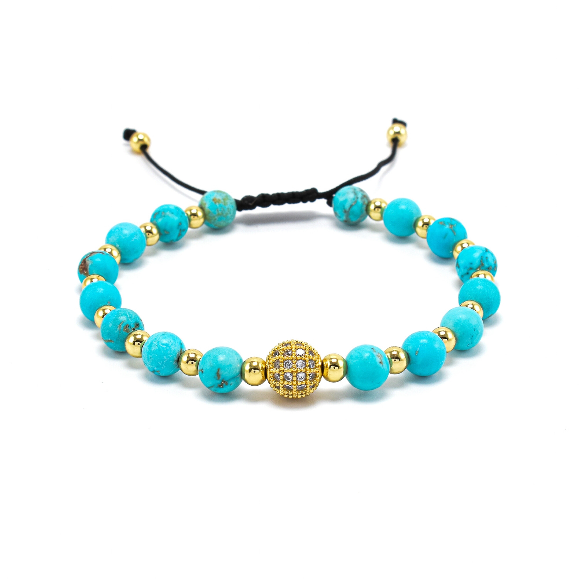 Bratara dama din turcoaz cu accesorii placate cu aur 18K si cristale swarovski