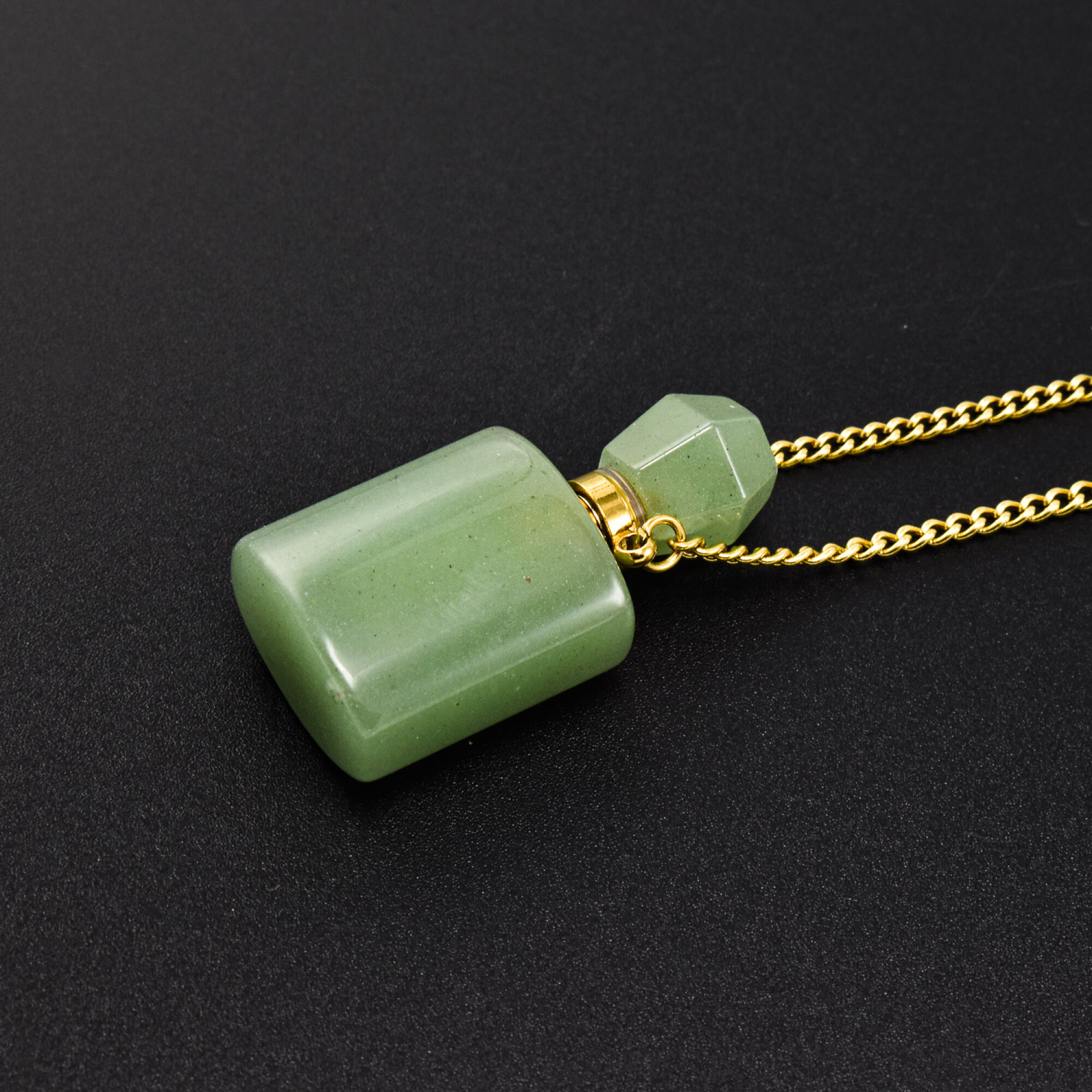 Colier cu pandantiv sticluta de parfum din aventurin verde