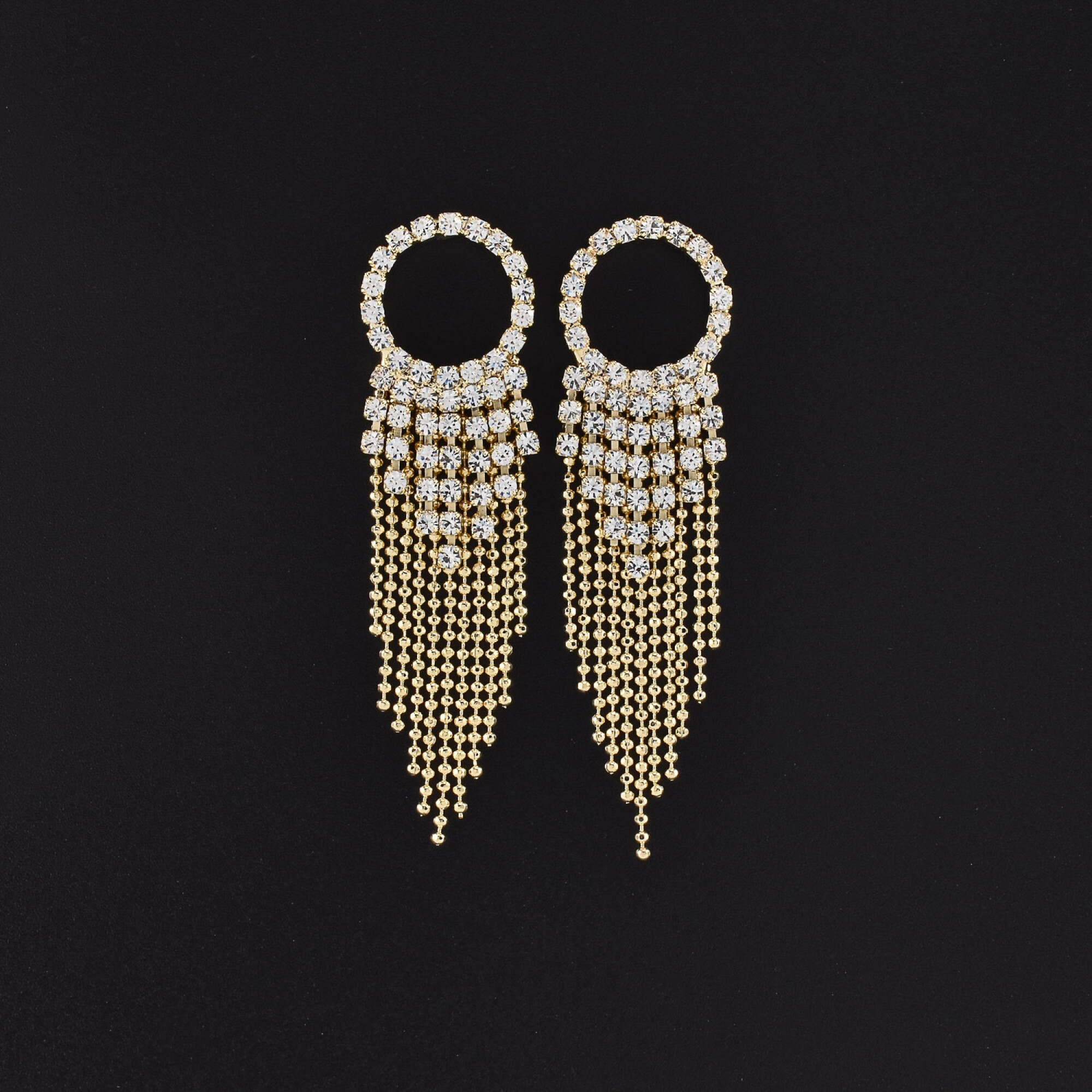 Cercei dama placati cu aur 18K lungi cu cristale swarovski