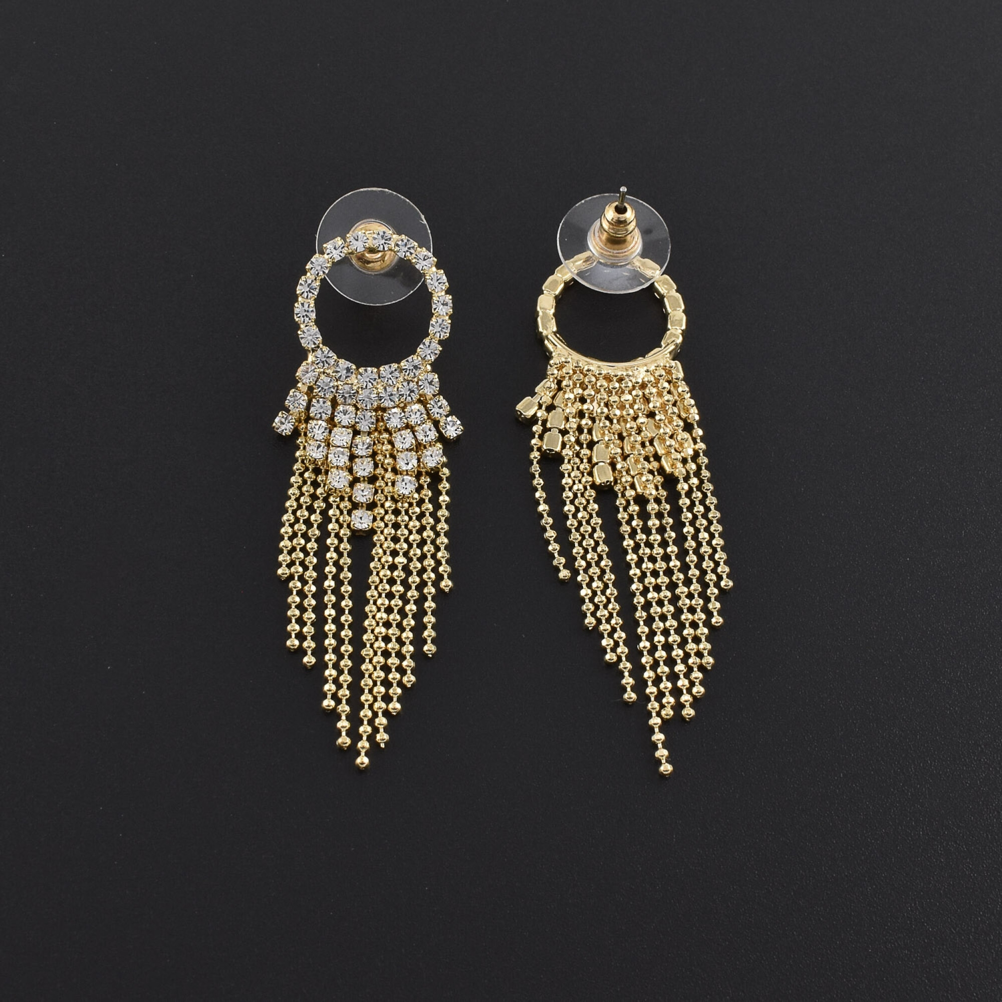 Cercei dama placati cu aur 18K lungi cu cristale swarovski