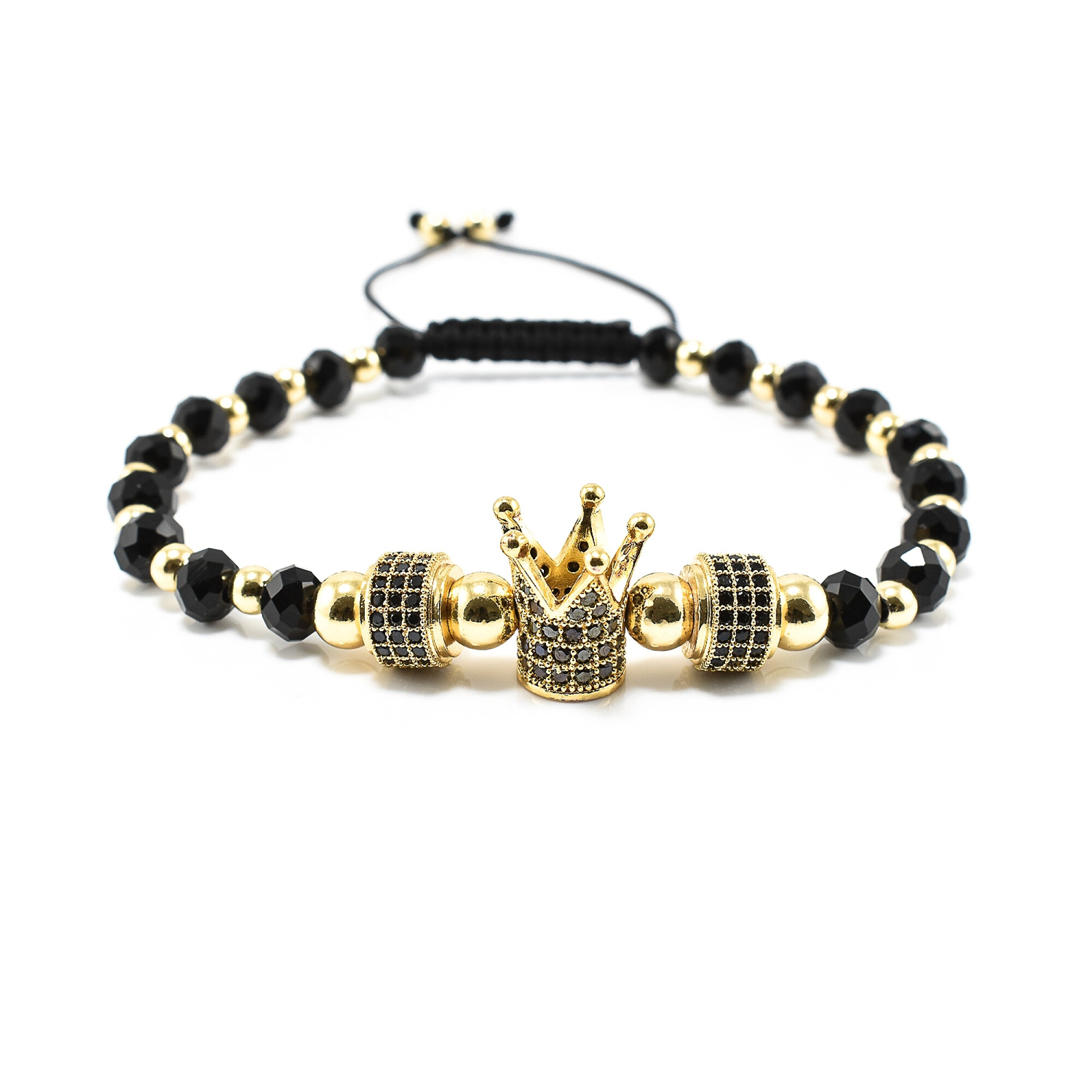 Bratara barbati cu cristale negre si accesorii placate cu aur 18k BBB-251