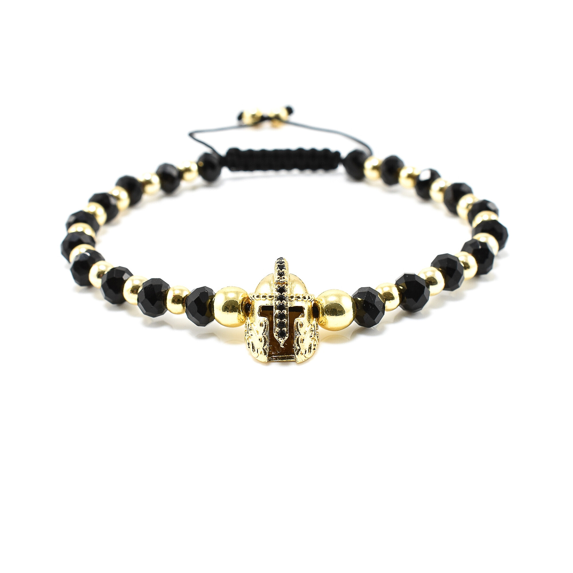 Bratara barbati cu cristale negre si accesorii aurii BBB-253
