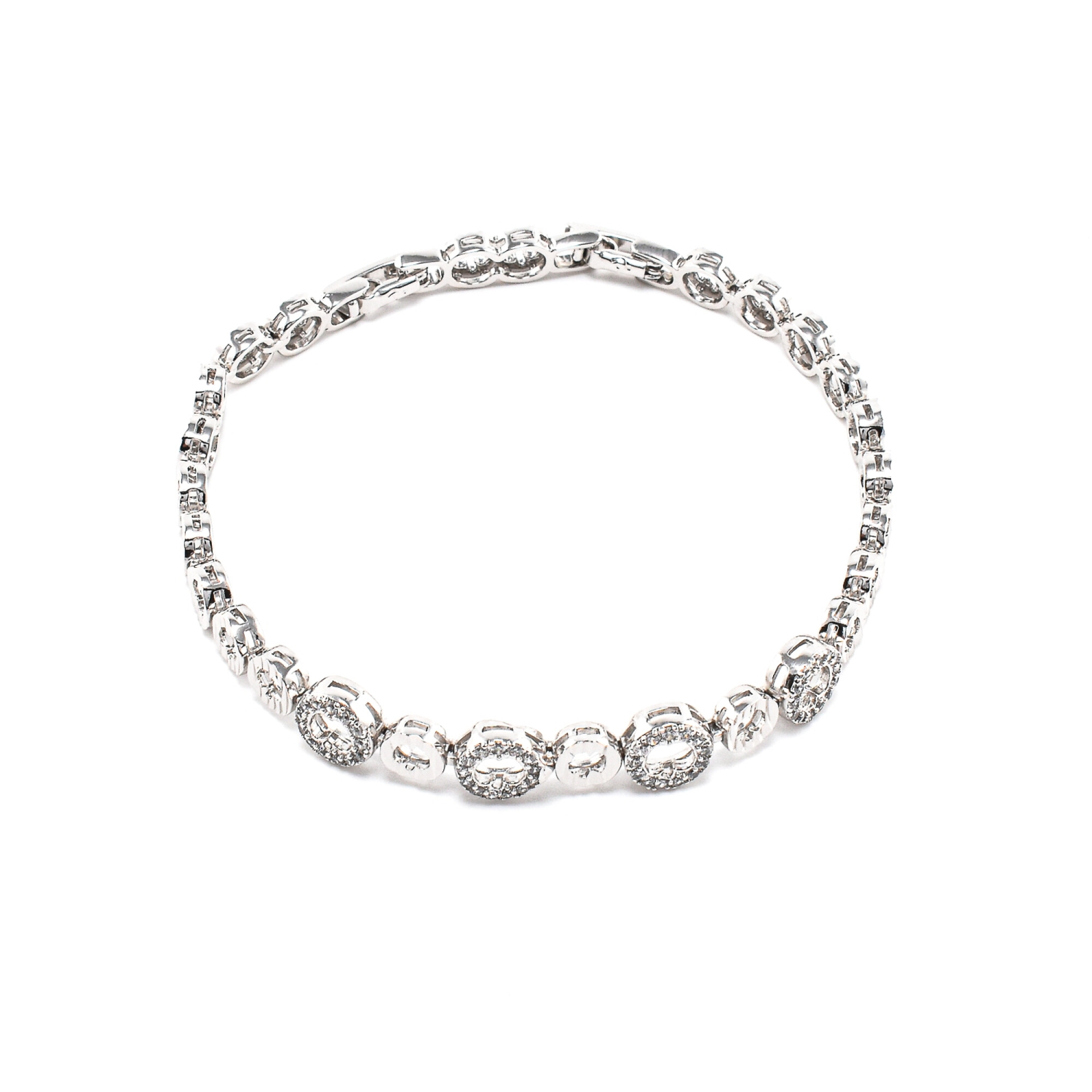 Bratara dama placata cu aur alb cu cristale swarovski