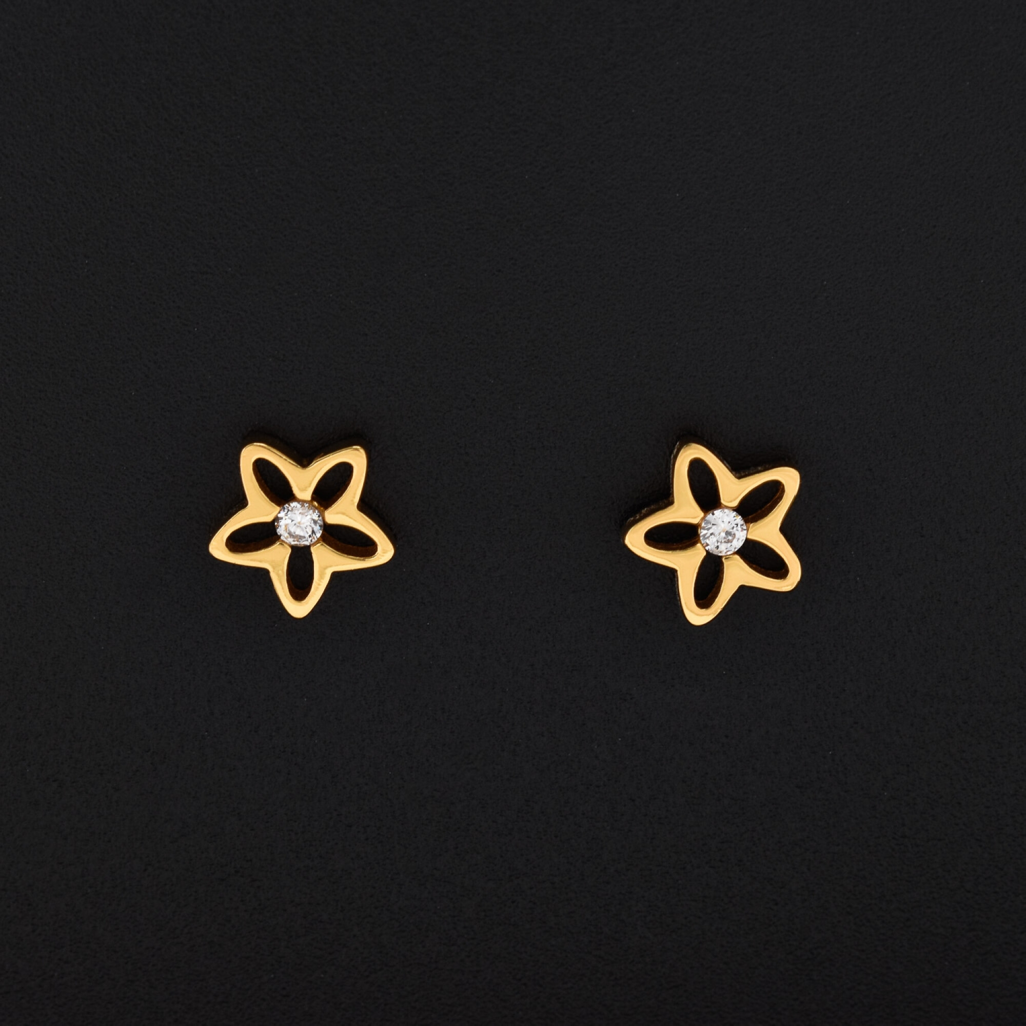 Cercei dama din argint placati cu aur 18K in forma de floare