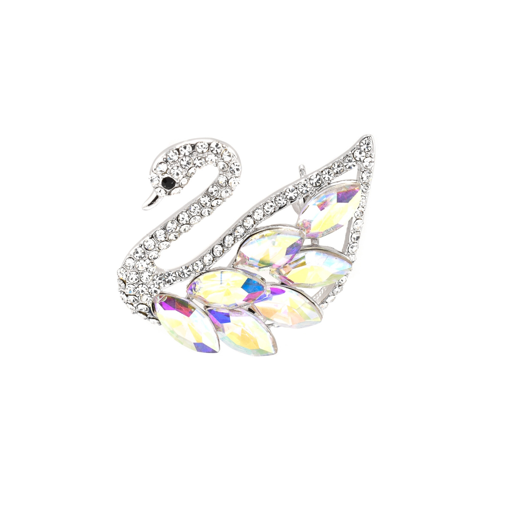 Brosa "Lebada" cu cristale swarovski