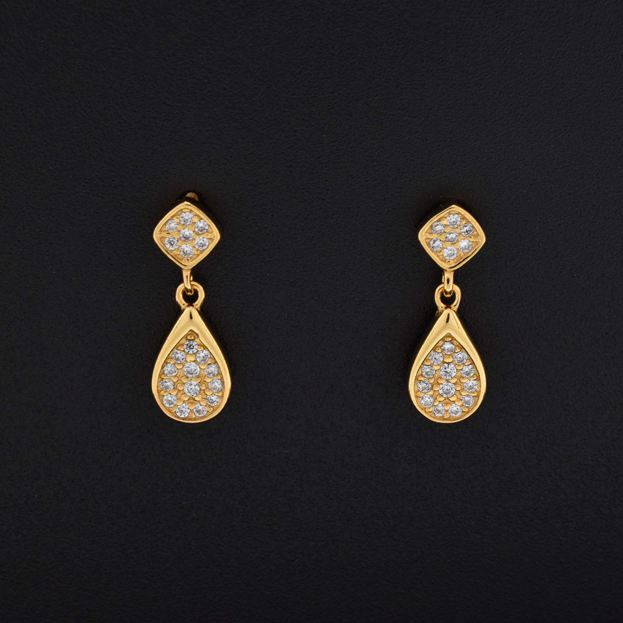 Cercei dama din argint placati cu aur 18K in forma de lacrima