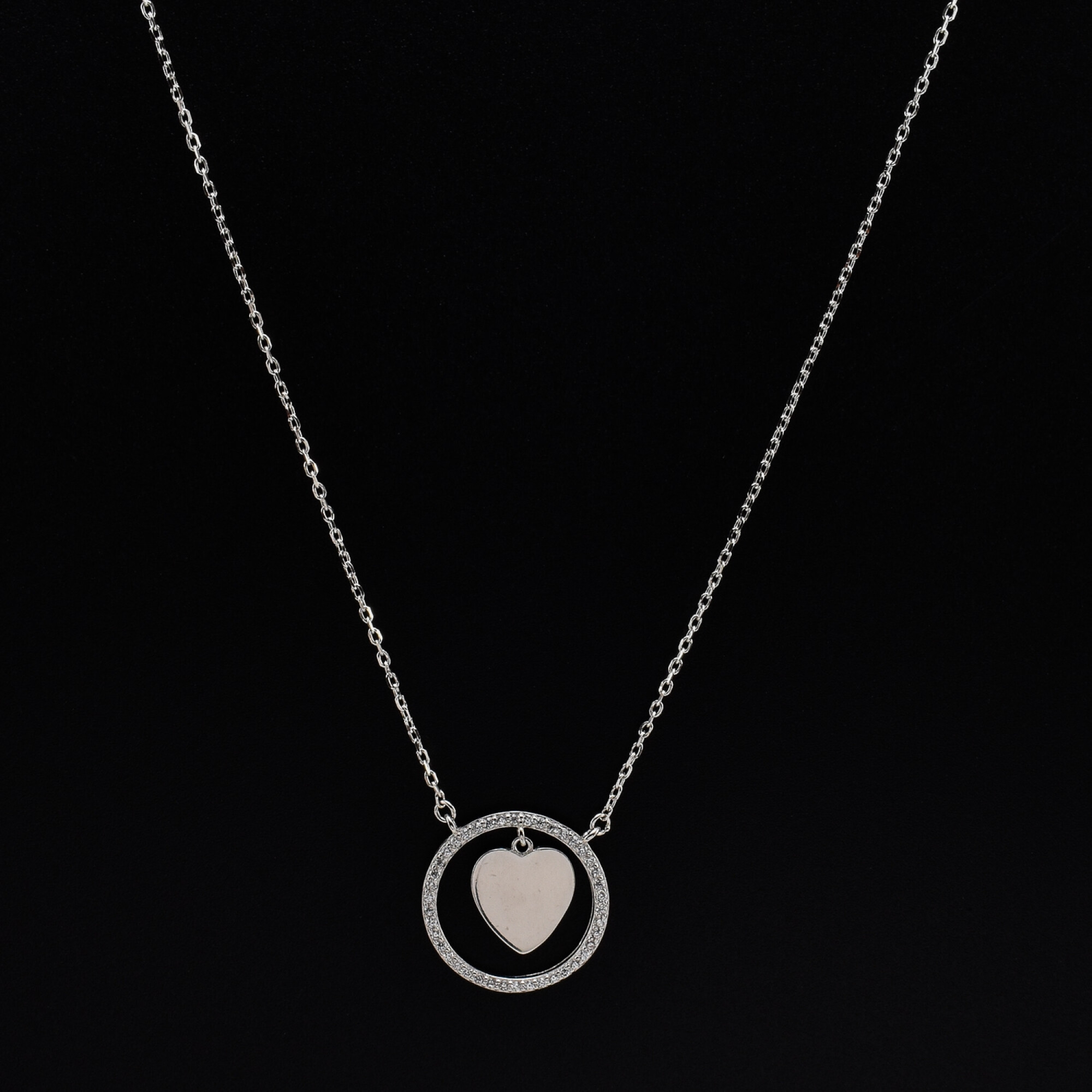 Lantisor dama din argint cu accesoriu in forma de inima si cerc