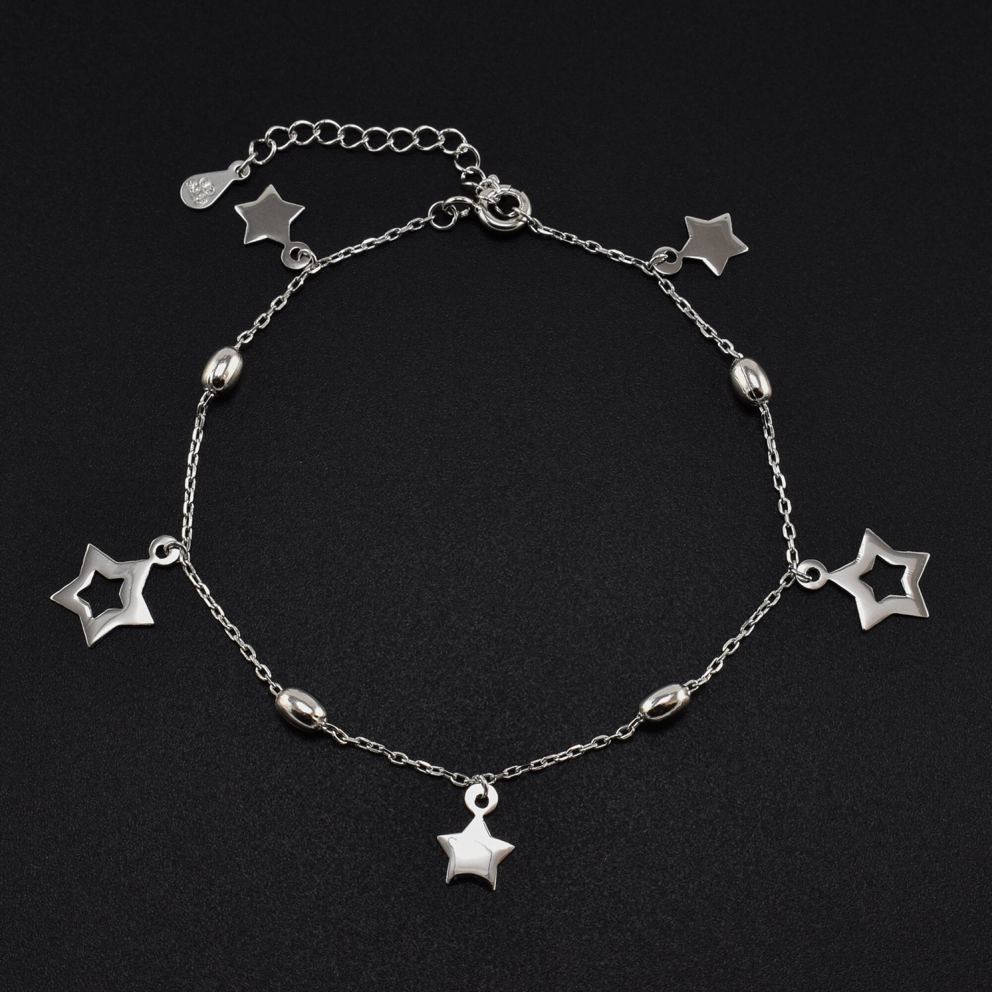Bratara dama din argint cu accesorii in forma de stea