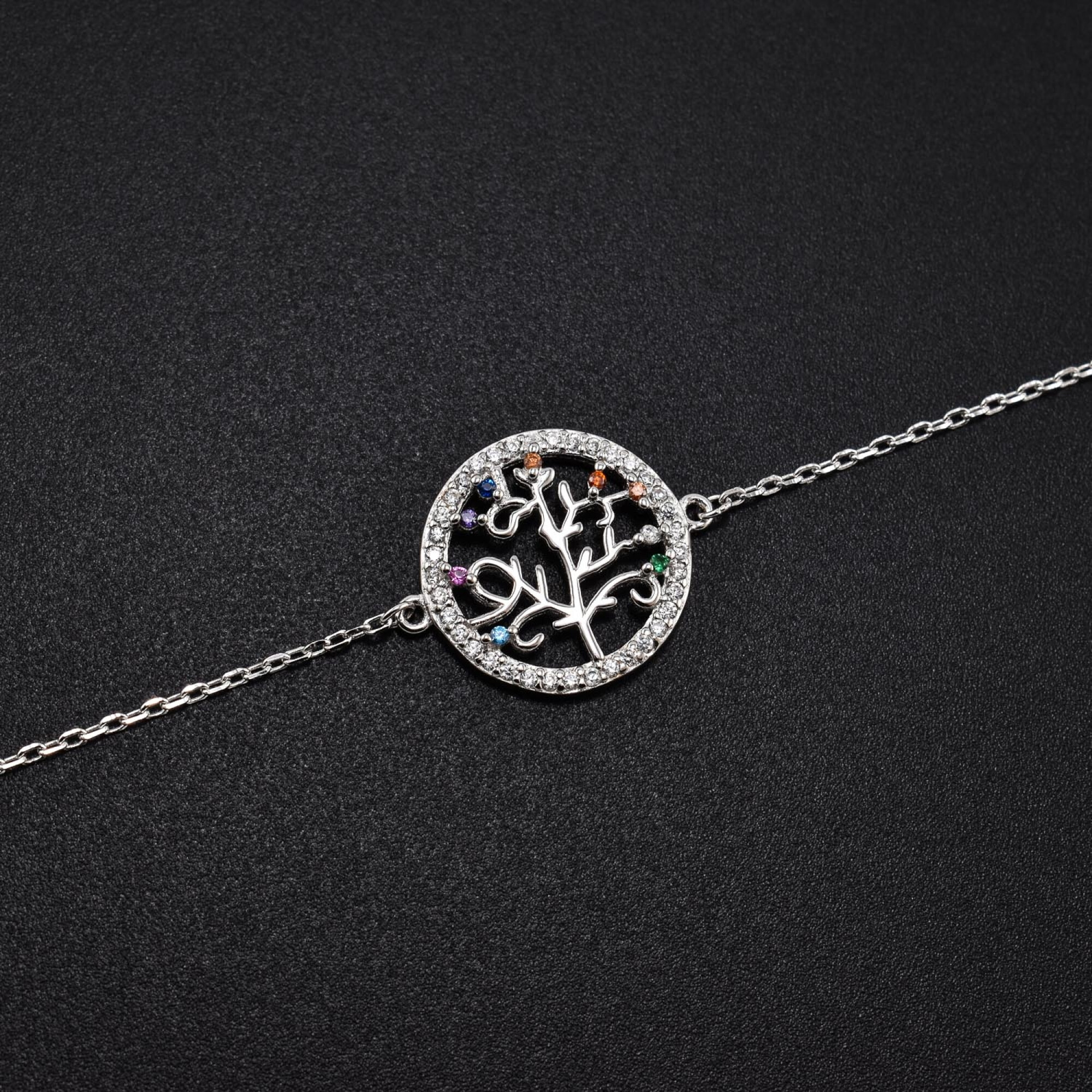 Bratara dama din argint copacul vietii si cristale swarovski