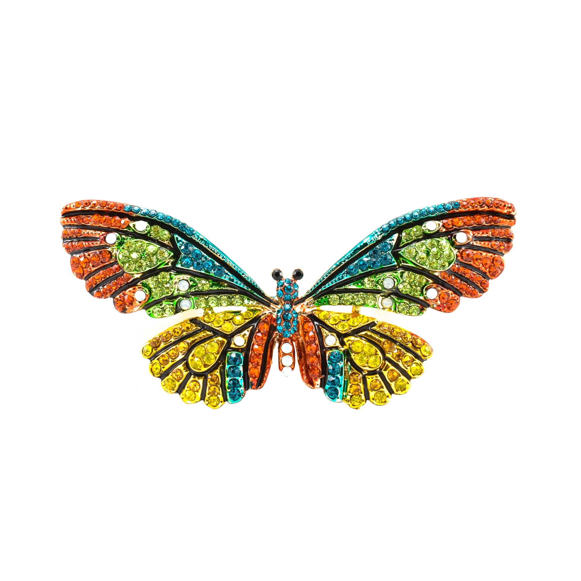 Brosa "Fluture" multicolor cu cristale