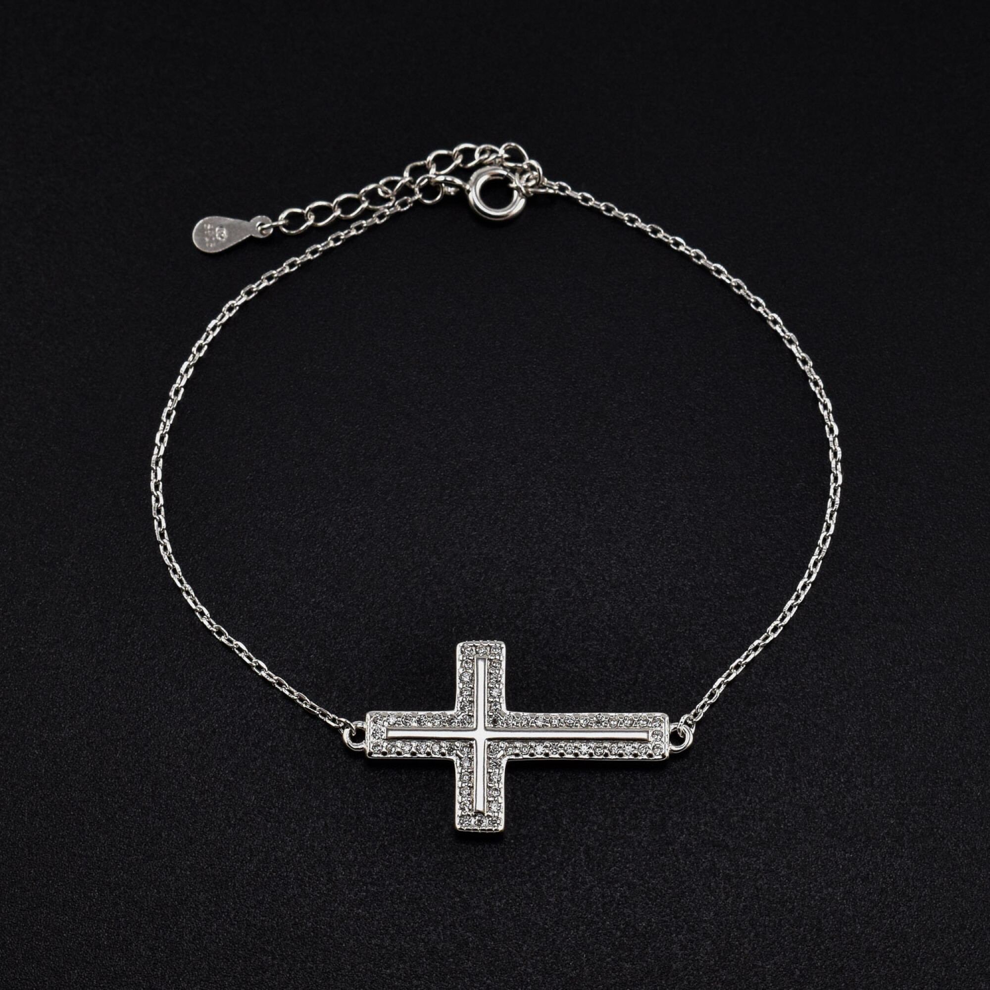 Bratara dama din argint cu accesoriu in forma de cruce BDAG-B-173