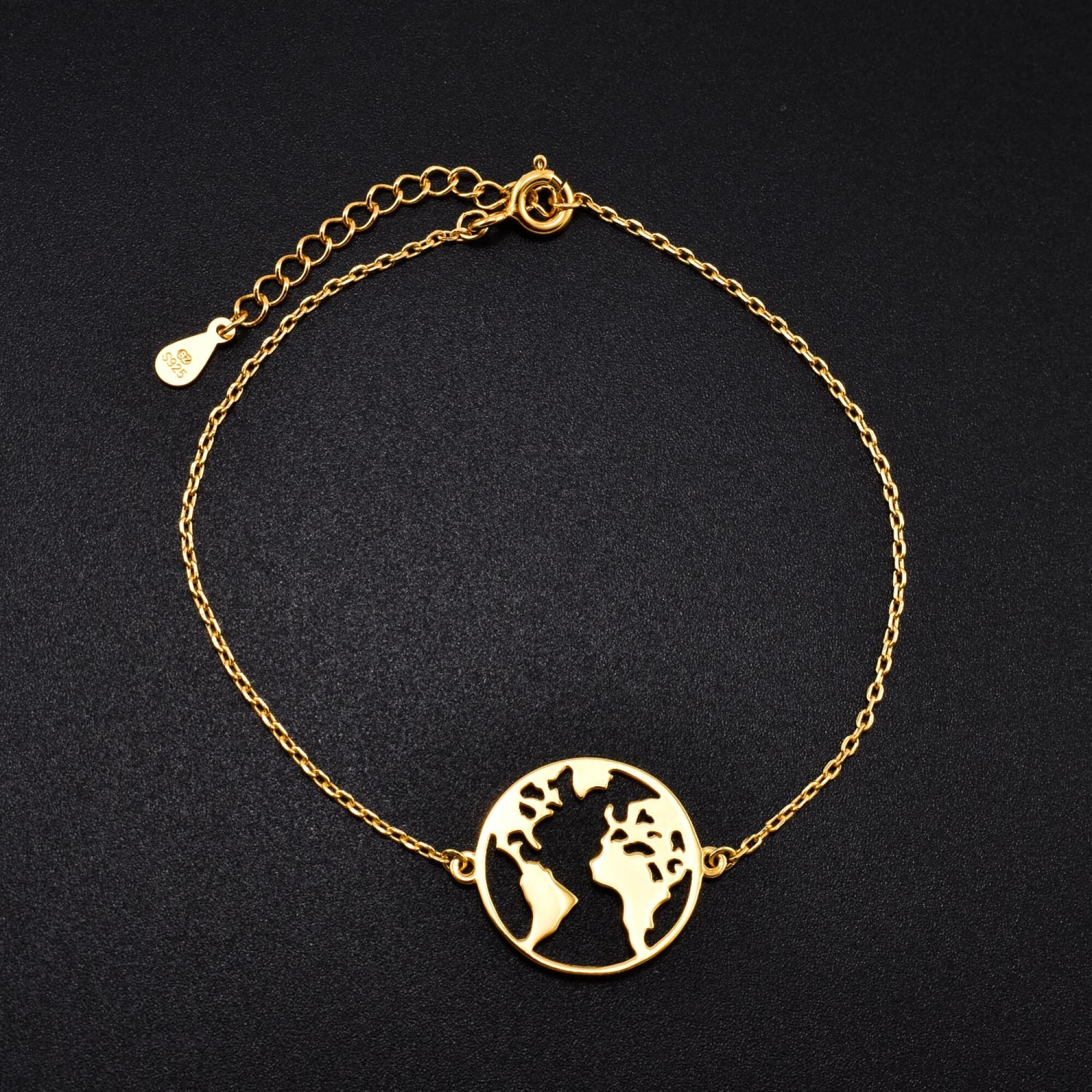 Bratara dama din argint placata cu aur 18K cu accesoriu Pamant