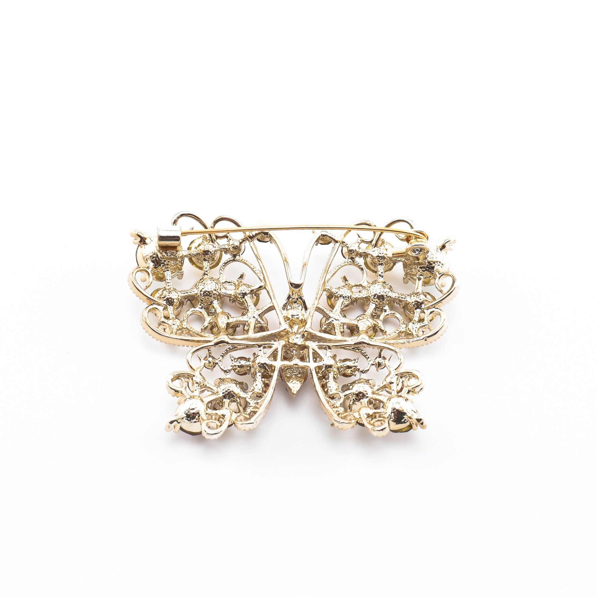 Brosa "Fluture" aurie cu cristale zirconia multicolore