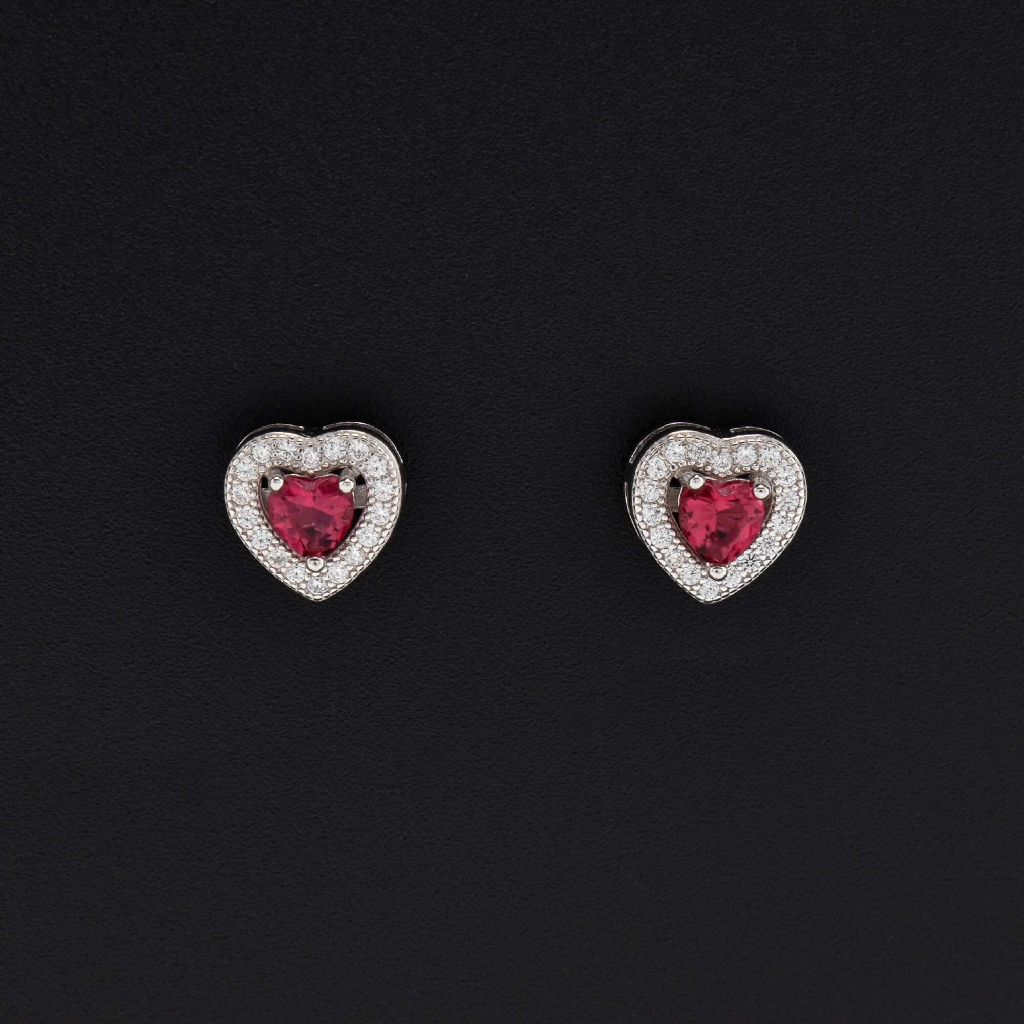 Cercei dama din argint forma de inima cu cristale swarovski