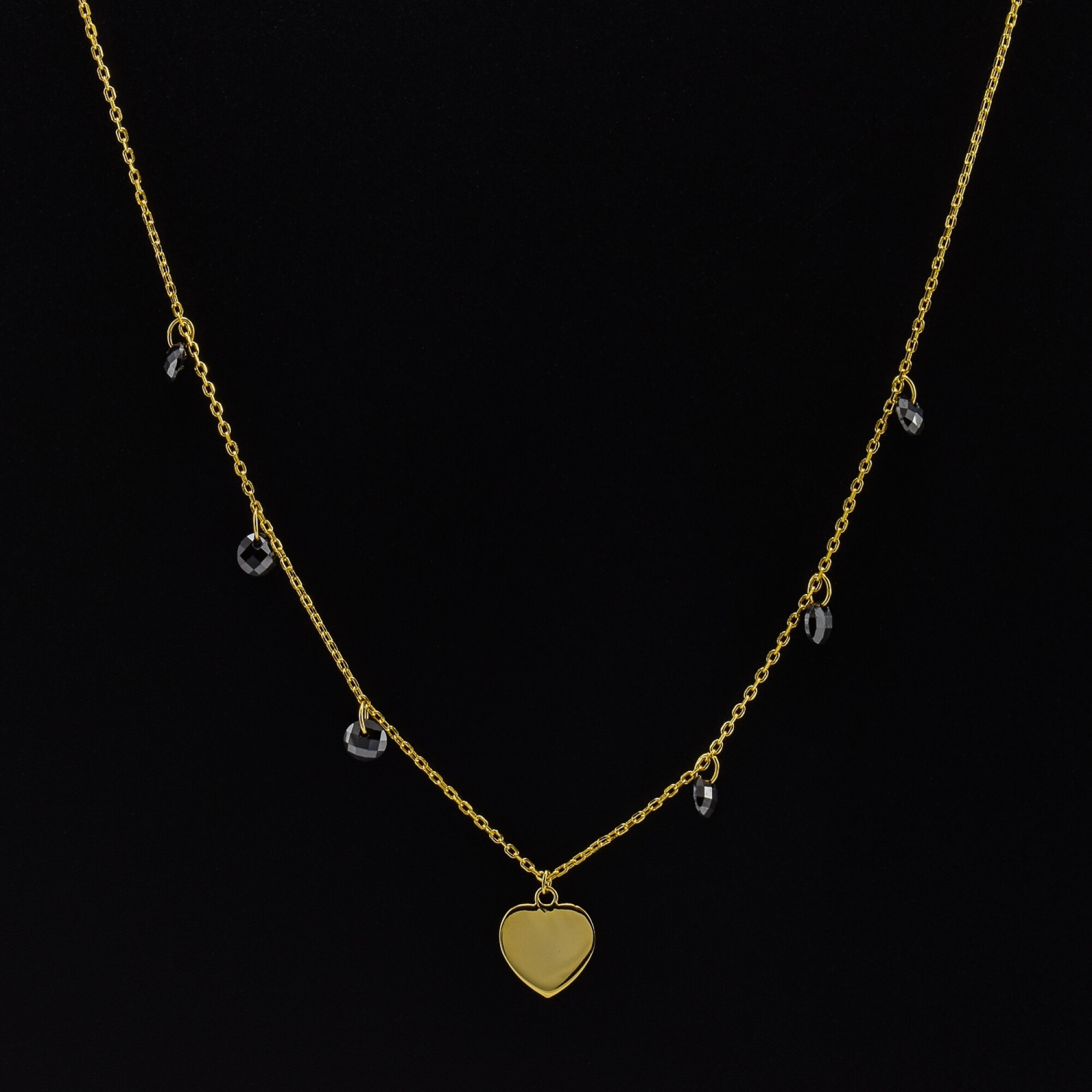 Lantisor dama din argint placat cu aur 18k, cu accesoriu in forma de inima
