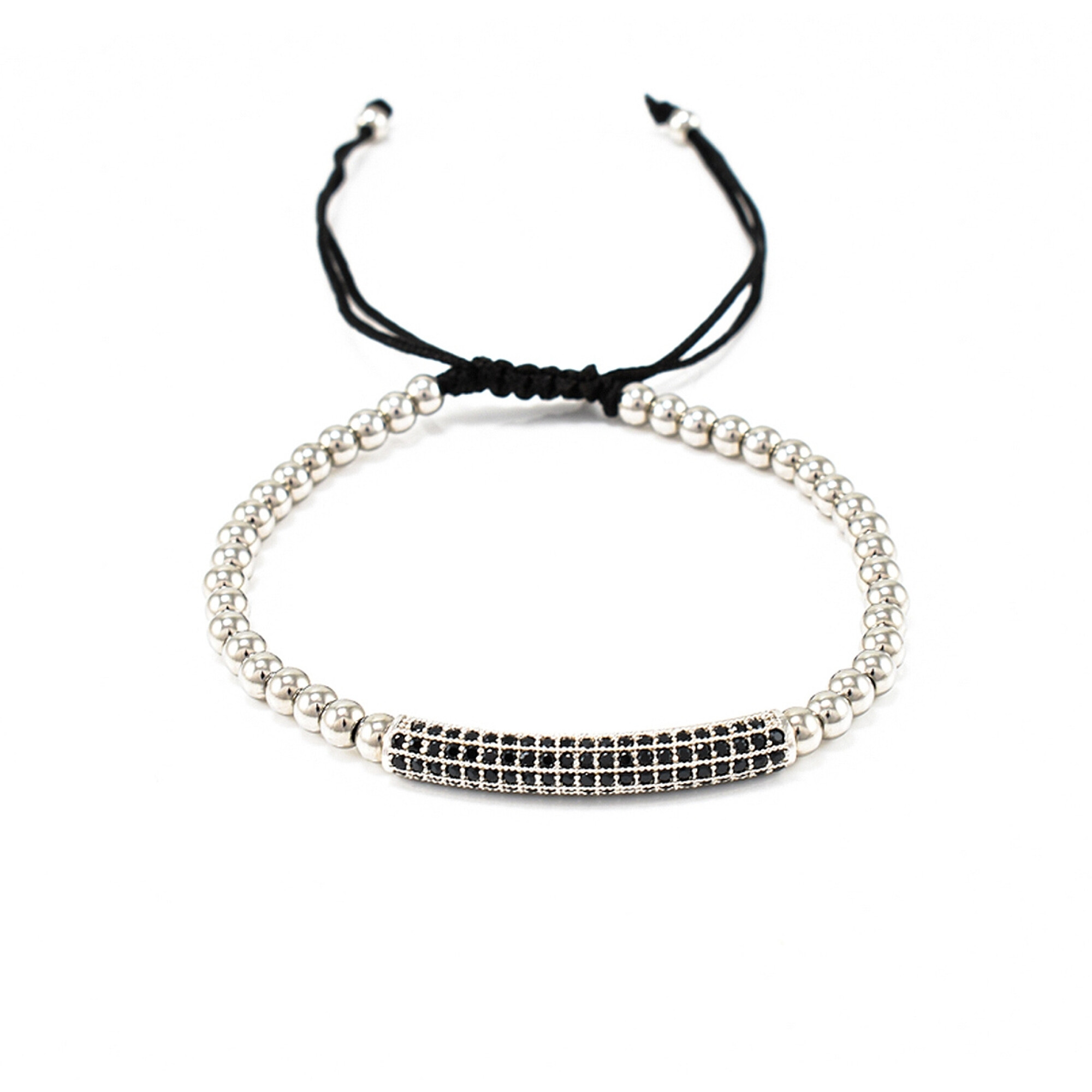 Bratara barbati WHITE PAVE BAR TUBE CHARM