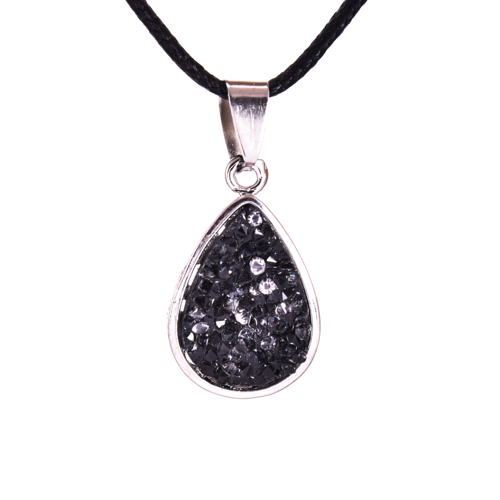PANDANTIV DRUZY DIN RASINA IN FORMA DE LACRIMA, NEAGRA