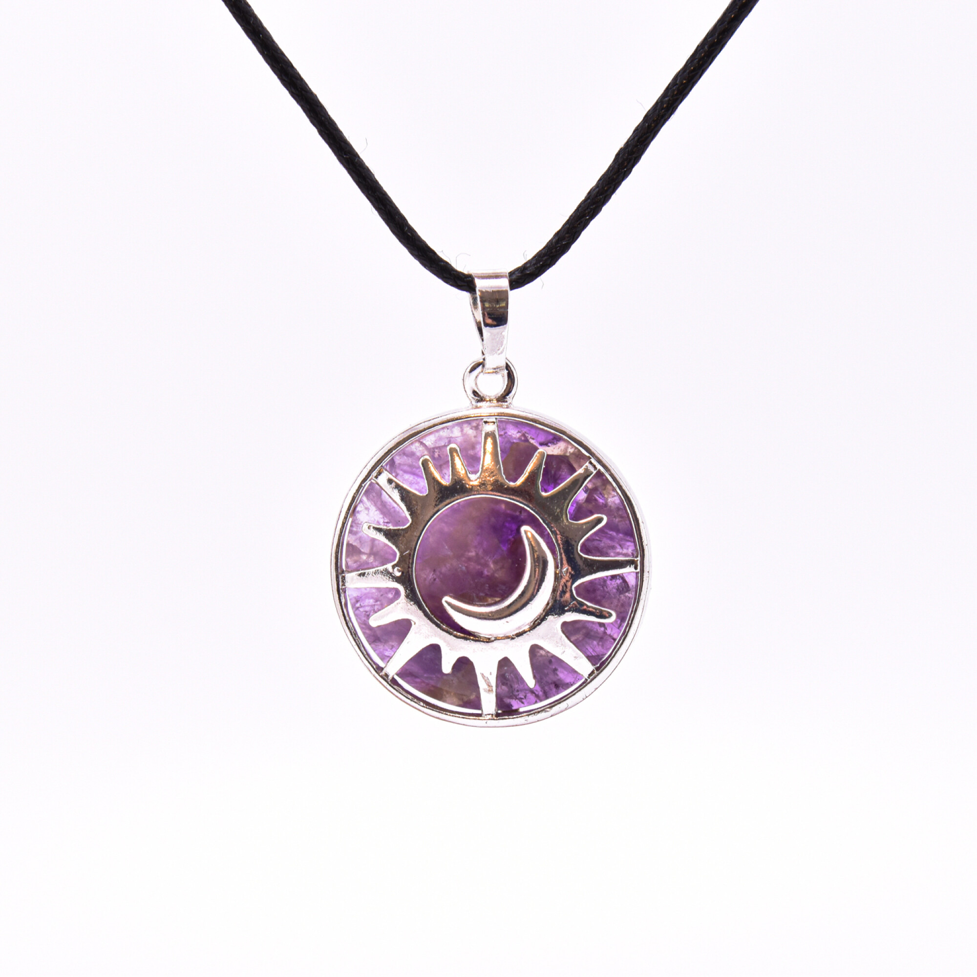 Pandantiv din ametist in montura argintie, sun & moon