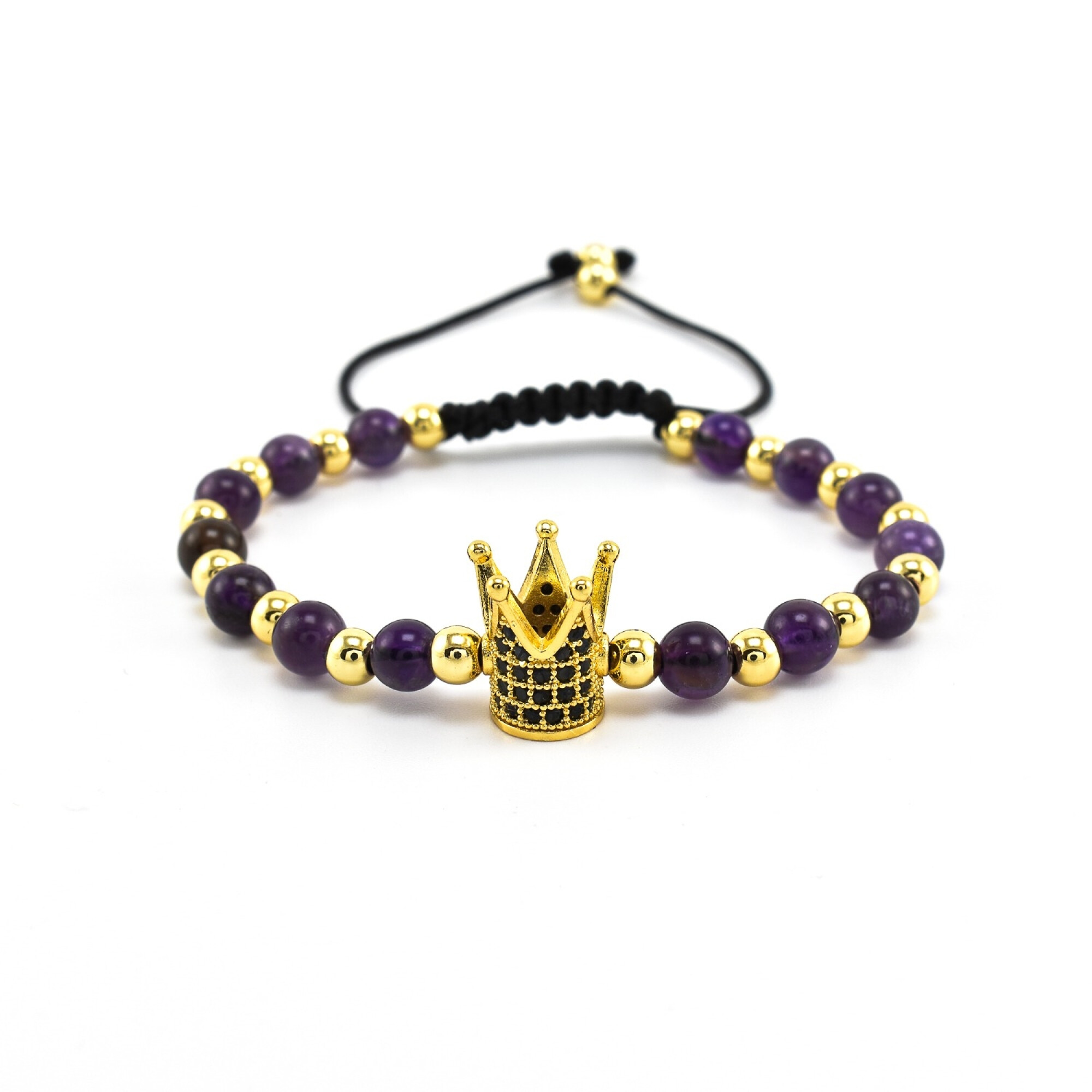 Bratara dama din ametist cu accesorii placate cu aur 18K si cristale swarovski