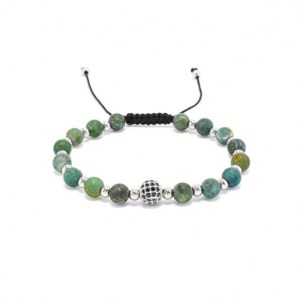 Bratara dama din jad cu accesorii din otel inoxidabil si cristale swarovski