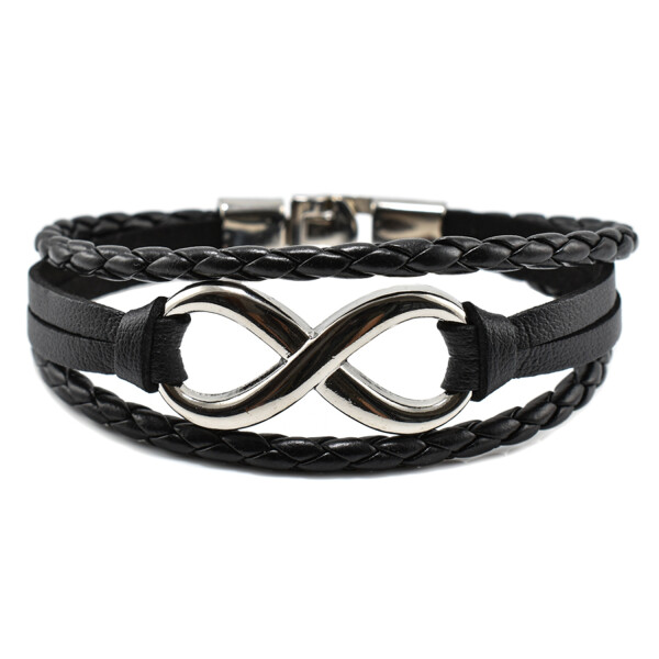 Bratara barbati cu accesoriu in forma de infinit din piele naturala 