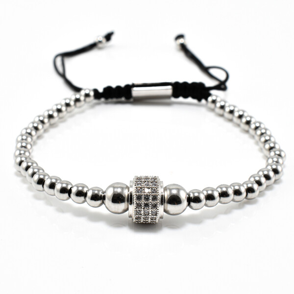 Bratara barbati din otel inoxidabil si accesoriu cu cristale zirconia BBB-235