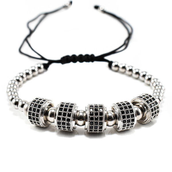 Bratara barbati din otel inoxidabil cu cristale zirconia BBB-236