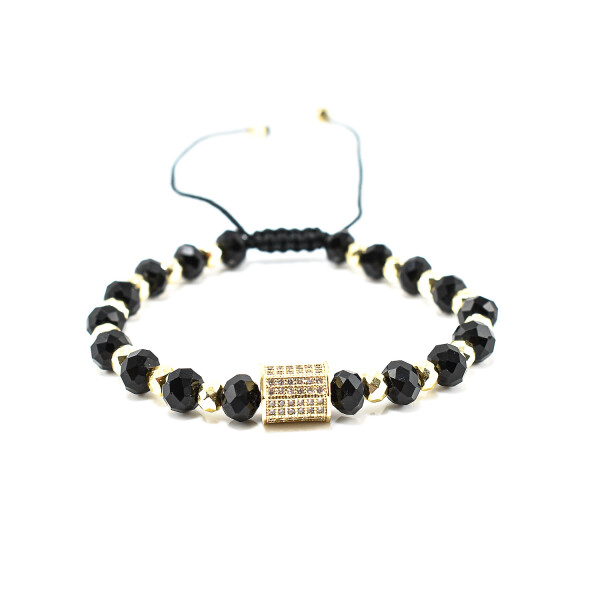 Bratara barbati cu cristale negre si accesorii aurii BBB-246