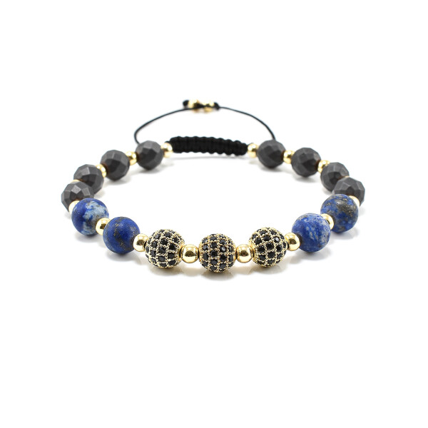 Bratara barbati din hematit si piatra naturala lapis lazuli 