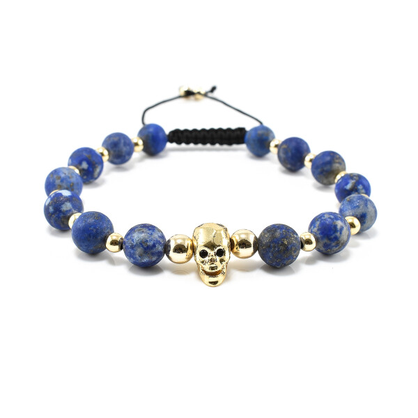 Bratara barbati din lapis lazuli si accesoriu in forma de craniu 