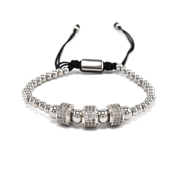 Bratara barbati din otel inoxidabil si accesorii cu cristale zirconia