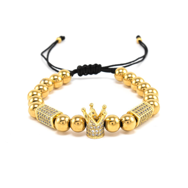 Bratara barbati placata cu aur 18K si accesorii cu cristale zirconia