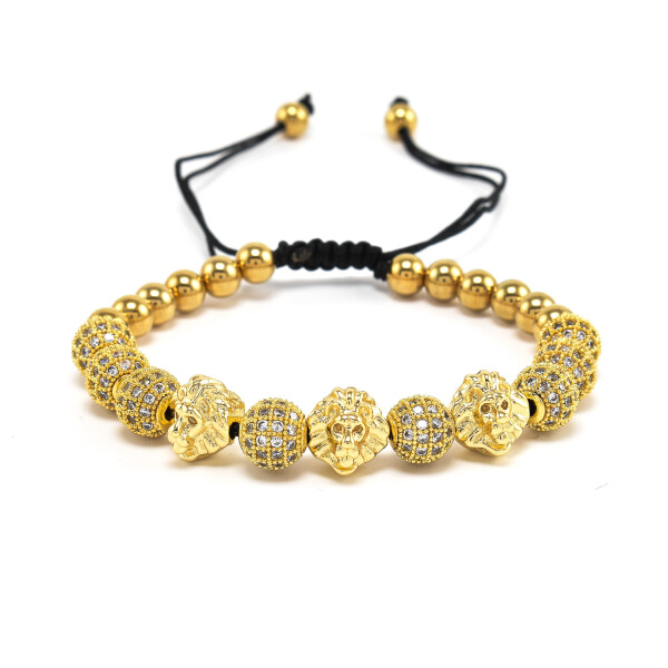 Bratara barbati placata cu aur 18K si accesorii cu cristale zirconia