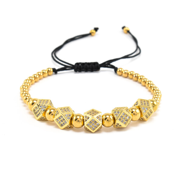 Bratara barbati placata cu aur 18K si accesorii cu cristale zirconia