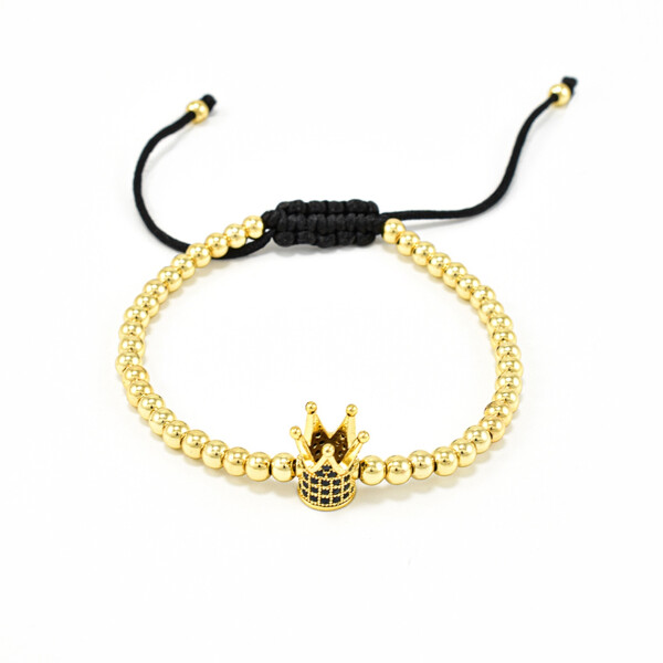 Bratara barbati Gold Cubic Zirconia Crown 