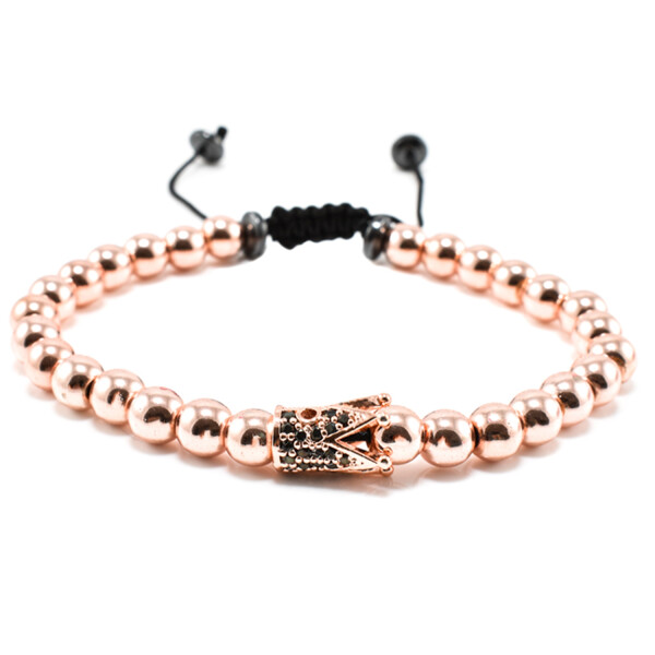 Bratara barbati cu charm coroana si cristale zirconia BBB-346
