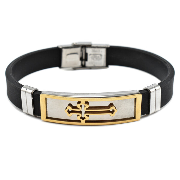Bratara barbati Stainless Steel cu accesoriu in forma de Cruce