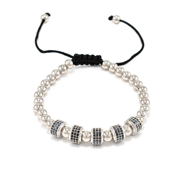 Bratara barbati din otel inoxidabil si accesorii cu cristale zirconia