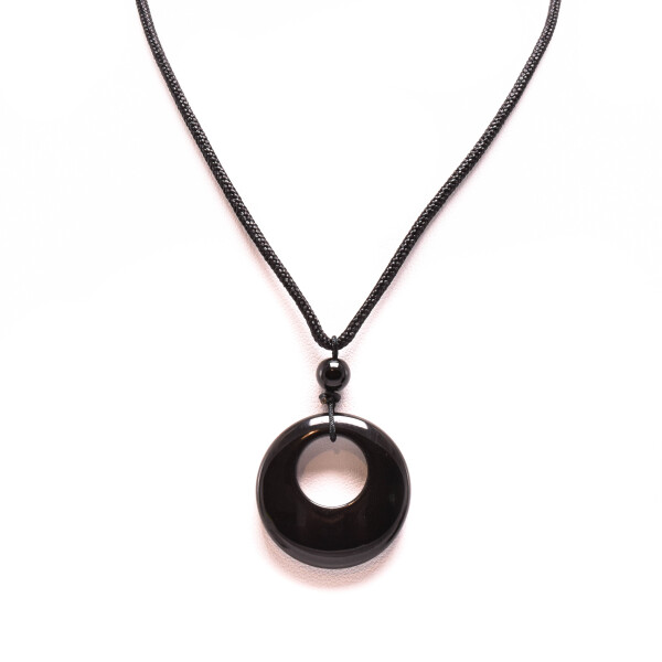 Pandantiv barbati din onix negru cu snur ajustabil