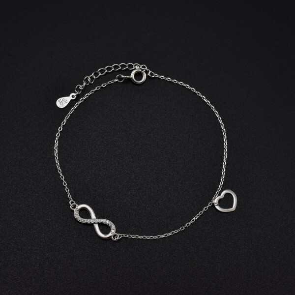 Bratara dama din argint ”Inima & Infinit” cu cristale swarovski