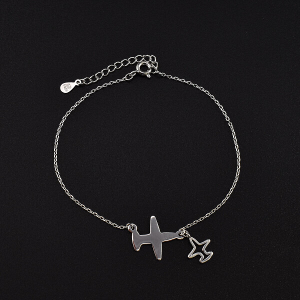 Bratara dama din argint cu accesoriu in forma de avion 